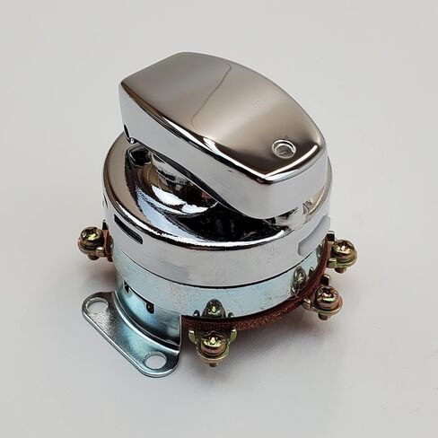Chrome 6 Post Ignition Switch w/ 2 Switch Caps (Modern or Vintage Style) & 2 Keys for 1936-1995 Harley Big Twin w/Fat Bob base & Instrument Cover (except FLHR & FXDWG) Replaces HD# 75105-73T in Saudi Arabia