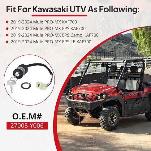 JAVIK Ignition Key Switch for Kawasaki PRO-MX KAF700 EPS KAF700 EPS Camo KAF700 EPS LE KAF700 2019 2020 2021 2022 2023 2024 OEM# 27005-Y006 in Saudi Arabia