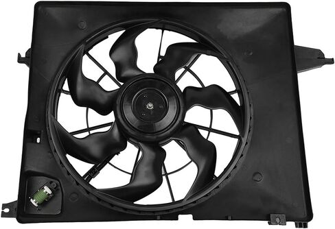 621-493 LINNCAS مروحة تبريد الرادياتير مناسبة لـ 2010 2011 2012 لشركة Hyundai لسانتا في 2011 2012 2013 2014 2015 لكيا لتجميع مروحة المبرد سورينتو باللون الأسود in Kuwait