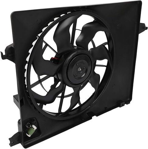 621-493 LINNCAS مروحة تبريد الرادياتير مناسبة لـ 2010 2011 2012 لشركة Hyundai لسانتا في 2011 2012 2013 2014 2015 لكيا لتجميع مروحة المبرد سورينتو باللون الأسود in Kuwait