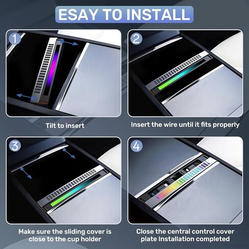 محور USB لـ Tesla Model Y Juniper 2025 2026 Model 3 Highland 2024 2025، 107W RGB محطة إرساء الإضاءة المحيطة مع غطاء منزلق كابل قابل للسحب متعدد المنافذ شاحن سريع مناسب لوحدة التحكم المركزية in Kuwait