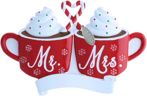 Our First Christmas Ornament, Wedding Gifts for Couples 2024, Just Married with Mr and Mrs, Cute Hot Cocoa Design, Couples First Christmas Ornament in Gift Box in Kuwait