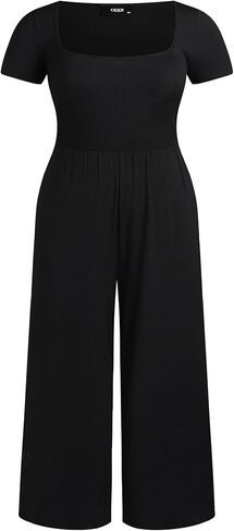 CIDER Women's Scoop Neckline Short Sleeve Wide Leg Jumpsuit Plus Size in Saudi Arabia