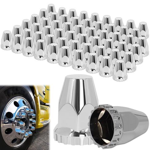 Wadoy 33mm Lug Nut Covers Push On for Semi Trucks, 33mm X 2-3/8 Inch Bullet Flanged Lug Nut Covers ABS Plastic with Chrome Plated 40 Pack Lug Nut Covers Kit in Kuwait