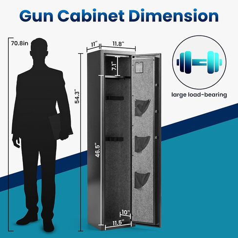 7-8 مسدس آمن، آمن للبندقية، آمن للبنادق والمسدسات، خزانة أسلحة للبنادق الطويلة والبنادق مع أمان سريع مزدوج الوصول، رف تخزين قابل للإزالة، ضوء LED، تنبيه آمن وحماية معززة in Kuwait