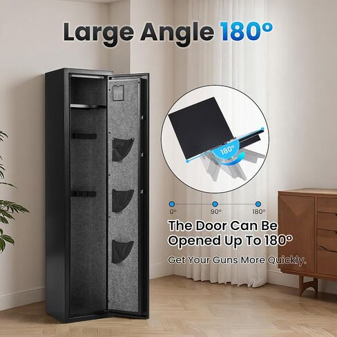 7-8 مسدس آمن، آمن للبندقية، آمن للبنادق والمسدسات، خزانة أسلحة للبنادق الطويلة والبنادق مع أمان سريع مزدوج الوصول، رف تخزين قابل للإزالة، ضوء LED، تنبيه آمن وحماية معززة in Kuwait
