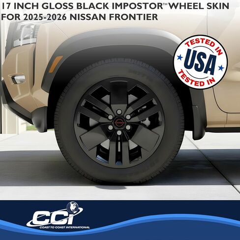 CCI Impostor ® Wheel Skins IMP529BLK, 17 Inch, 6 Spokes, Painted, Gloss Black, ABS Plastic, Fits Over and Into OEM Wheel, Set of 4, Fits 2025-2026 Nissan Frontier SV Model in Kuwait