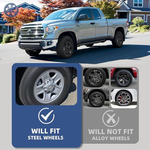 أغطية عجلات مقاس 18 بوصة متوافقة مع Toyota Tundra 2007-2021، تناسب عجلة OEM الفولاذية #42601-0C041، أغطية ABS بديلة مباشرة - أسود لامع (مجموعة من 4) in Kuwait