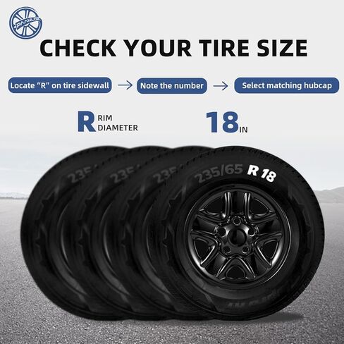 أغطية عجلات مقاس 18 بوصة متوافقة مع Toyota Tundra 2007-2021، تناسب عجلة OEM الفولاذية #42601-0C041، أغطية ABS بديلة مباشرة - أسود لامع (مجموعة من 4) in Kuwait
