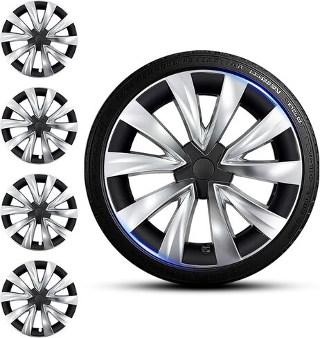 4 قطعة 18 بوصة غطاء العجلة للنموذج 3 (2017 2018 2019 2020 2021 2022 2023) Hubcaps فضي أسود 18 "محور العجلة يغطي للنموذج 3 حافة غطاء كامل in Saudi Arabia