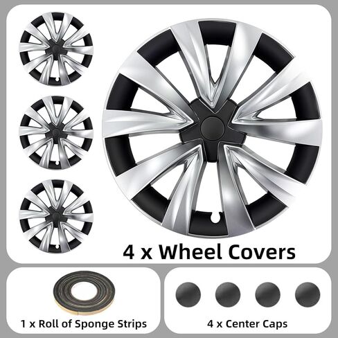 4 قطعة 18 بوصة غطاء العجلة للنموذج 3 (2017 2018 2019 2020 2021 2022 2023) Hubcaps فضي أسود 18 "محور العجلة يغطي للنموذج 3 حافة غطاء كامل in Saudi Arabia