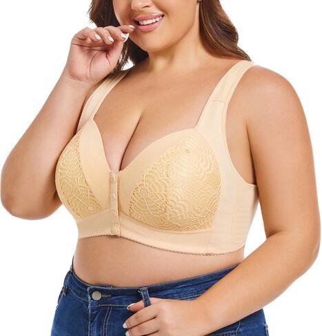 حمالة صدر دانتيل مريحة بدون سلك داخلي للإغلاق الأمامي للنساء للارتداء اليومي in Kuwait