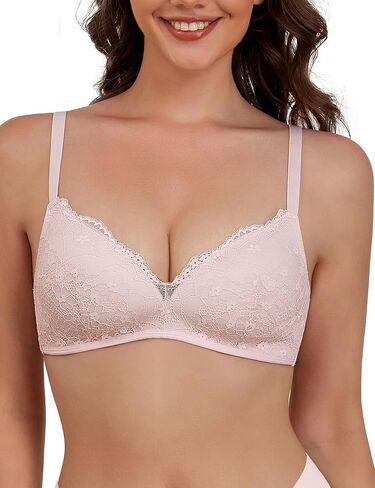 Far-free Women Lace Bras No Underwire Wireless Bra Sexy V Neck Bra Push Up Padded Comfortable Everyday Bralettes in Saudi Arabia