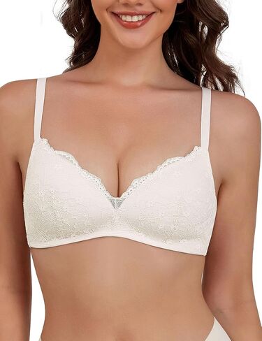 Far-free Women Lace Bras No Underwire Wireless Bra Sexy V Neck Bra Push Up Padded Comfortable Everyday Bralettes in Saudi Arabia