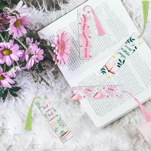 24 Pcs Acrylic Bookmark Blanks Custom with 24 Pcs Cute Waterproof UV DTF Transfer Sticker, 24Pcs Tassels, Bookmark Making Kit Clear DIY Bookmarks, Back to School Gifts for Teacher Student in Kuwait