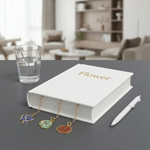 3 Pieces Metal Bookmarks Come with a Pendant and Centimeter Ruler, Golden Hollow Bookmark, Oil Painting Style Floral Theme Bookmarks, Learning and Office Supplies in Saudi Arabia