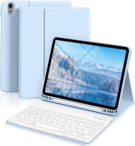 حافظة لوحة مفاتيح لجهاز iPad الجيل التاسع مقاس 10.2 بوصة، حامل قابل للفصل ولوحة مفاتيح بلوتوث لاسلكية قابلة لإعادة الشحن، حافظة خلفية ناعمة من مادة TPU مع حامل أقلام لجهاز iPad الجيل التاسع/الثامن/السابع، رمادي in Kuwait