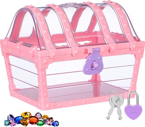IMIKEYA Treasure Chest: Jewelry Storage Box Decorative Treasure Box with Lock Chest Storage Case Container for Girls Kids Boys for Props Party Favors Decoration (color Random) in Saudi Arabia