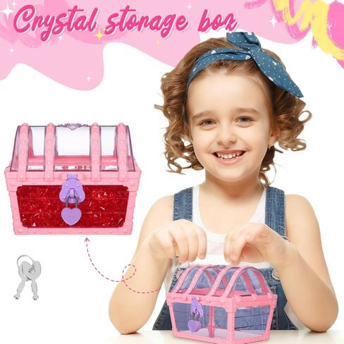 IMIKEYA Treasure Chest: Jewelry Storage Box Decorative Treasure Box with Lock Chest Storage Case Container for Girls Kids Boys for Props Party Favors Decoration (color Random) in Saudi Arabia