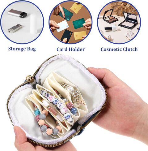 Travel Jewelry Cases 6-Layer Velvet Zipper Pouch Bag Jewelry Organizer Cases for Travel Portable Jewelries Box with Small Pouches for Gemstones Bracelets Necklace Bangle Storage Gift for Women in Kuwait