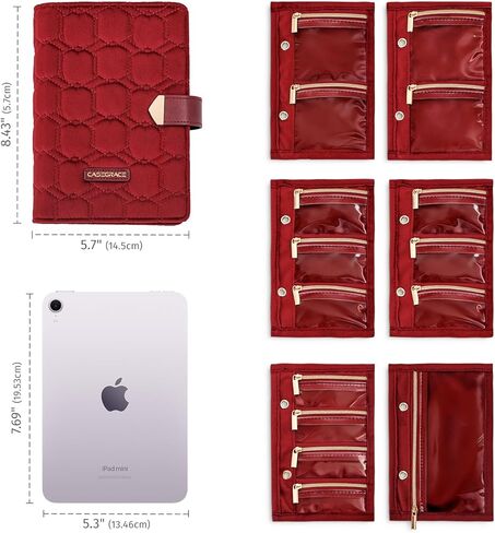 CASEGRACE Travel Jewelry Organizer Case, Portable Jewelry Storage Book with Clear Zipper Velevt Jewelry Pouch Bag, Velvet Travel Jewelry Box for Women, Christmas Gift in Kuwait