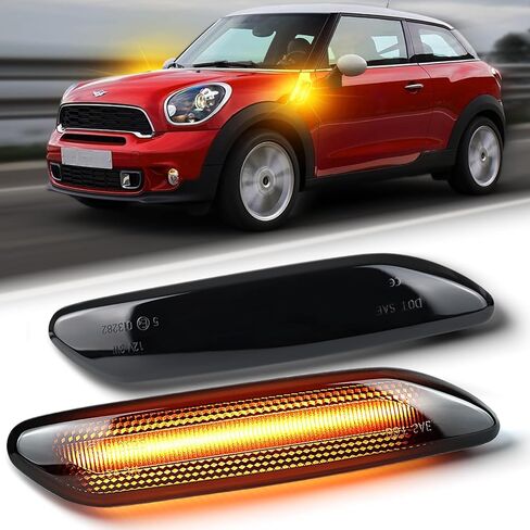 LED Front Fender Side Marker Lights Sequential Amber Turn Signal Lamp Kit for Mini Cooper R60 R61 Countryman Paceman 2011 2012 2013 2014 2015 2016,Smoked Lens Side Bumper Marker Lamps,2pcs in Kuwait