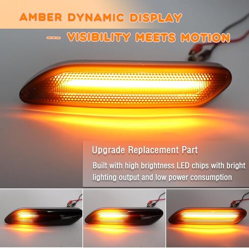 LED Front Fender Side Marker Lights Sequential Amber Turn Signal Lamp Kit for Mini Cooper R60 R61 Countryman Paceman 2011 2012 2013 2014 2015 2016,Smoked Lens Side Bumper Marker Lamps,2pcs in Kuwait