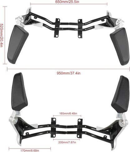 Motorcycle Passenger Armrests, Adjustable Rear Armrests for BMW K1600GTL 2010-2018 Replacement Accessories Parts Black in Kuwait