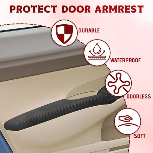 Compatible with Front Door Panels Armrest Cover for Honda Civic 2006-2011 Leather Left & Right Front Door Armrest Trim with Installation Tool 2PCS Black (Leather Only) in Kuwait