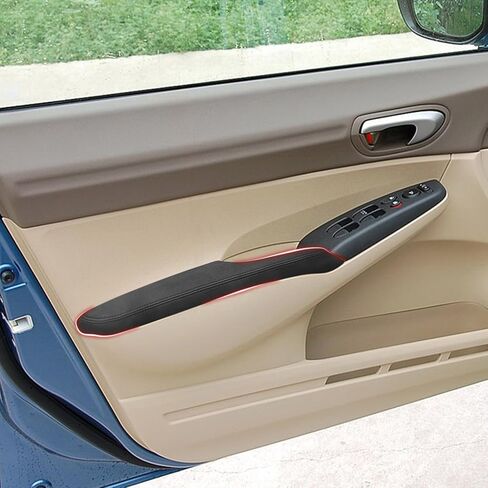 Compatible with Front Door Panels Armrest Cover for Honda Civic 2006-2011 Leather Left & Right Front Door Armrest Trim with Installation Tool 2PCS Black (Leather Only) in Kuwait