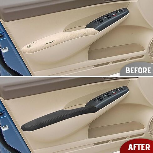 Compatible with Front Door Panels Armrest Cover for Honda Civic 2006-2011 Leather Left & Right Front Door Armrest Trim with Installation Tool 2PCS Black (Leather Only) in Kuwait