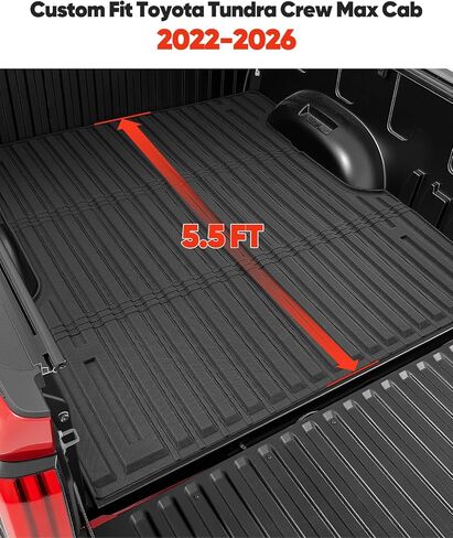 بطانة أرضية للشاحنة بطول 5.5 قدم لسيارة Toyota Tundra Crew Max Cab 2022 2023 2024 2025 2026: TPE مجموعة كاملة من السجاد سطح غير قابل للانزلاق سهل التركيب وملحقات السيارات شديدة التحمل (ليست للكابينة المزدوجة) in Kuwait