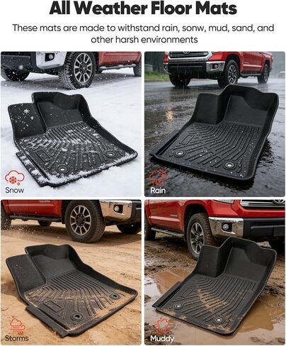 بطانة أرضية للشاحنة بطول 5.5 قدم لسيارة Toyota Tundra Crew Max Cab 2022 2023 2024 2025 2026: TPE مجموعة كاملة من السجاد سطح غير قابل للانزلاق سهل التركيب وملحقات السيارات شديدة التحمل (ليست للكابينة المزدوجة) in Kuwait