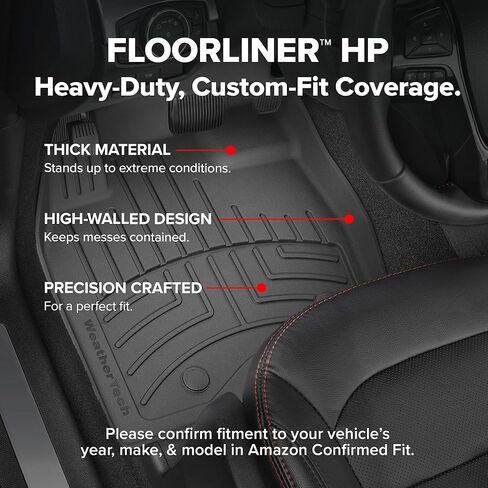 سجادات أرضية WeatherTech FloorLiner HP Custom Fit لسيارة Ford Super Duty - الصف الأول (4410511VIM)، أسود in Kuwait