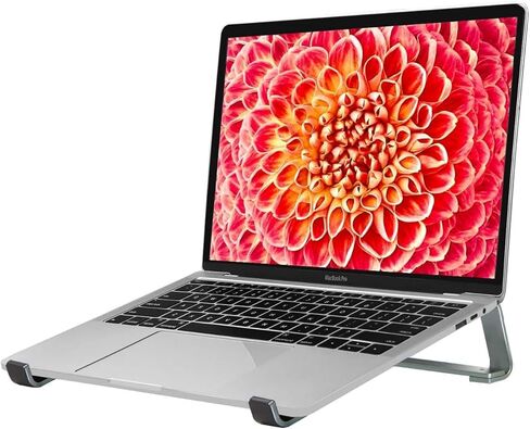 حامل كمبيوتر محمول من الألومنيوم من Thibault للمكتب - تصميم مريح للتبريد - يناسب أجهزة MacBook Air Pro/DELL/HP/Lenovo/ThinkPad/Alienware - 14/15.6/16 - سهل التجميع - حامل كمبيوتر محمول جيد التهوية وتدفق هواء مثالي - رمادي in Kuwait