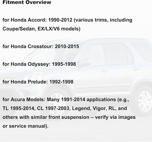 دعامة تعليق أمامية ممتصة للصدمات، مسمار ذراع التحكم في الشوكة لسيارة Honda Accord 1990-2012، Crosstour 2010-2015، Odyssey 1995-1998، Prelude 1992-1998 وموديلات مختارة من Acura - حامل ذراع التحكم السفلي in Kuwait