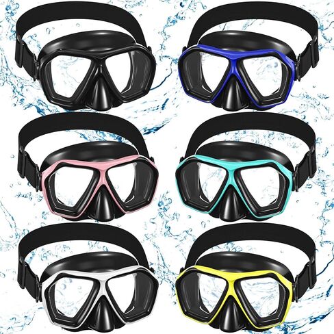 Fabbay 6 Pcs Adult Youth Swim Goggles with Nose Cover Elastic Strap Anti Fog Waterproof Snorkel Goggles Wide View Diving Mask Swim Mask for Adults Diving Snorkeling Swimming in Saudi Arabia