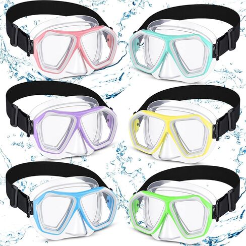 Fabbay 6 Pcs Adult Youth Swim Goggles with Nose Cover Elastic Strap Anti Fog Waterproof Snorkel Goggles Wide View Diving Mask Swim Mask for Adults Diving Snorkeling Swimming in Saudi Arabia