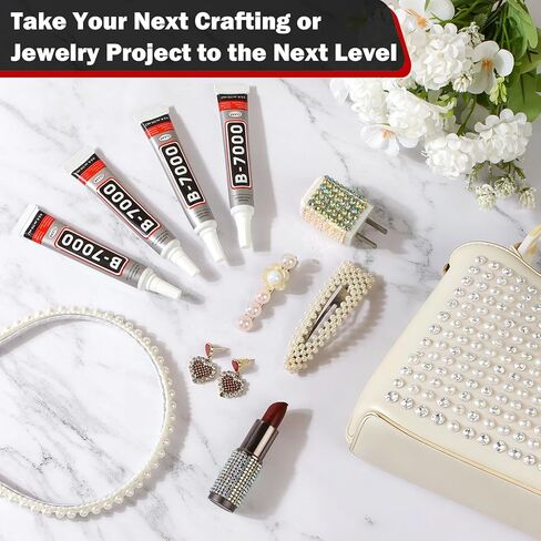 غراء حرفي B-7000 لصناعة المجوهرات - 15 مل/0.5 أونصة (16 عبوة) - متعدد الوظائف B-7000 غراء فائق اللصق سائل فيوجن غراء للحرف اليدوية بأحجار الراين، وأحذية الملابس، والنسيج، وصناعة المجوهرات، والهواتف المحمولة in Kuwait
