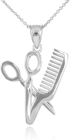 Fine 925 Sterling Silver High Polish Hair Stylist Scissors and Comb Charm Necklace in Saudi Arabia