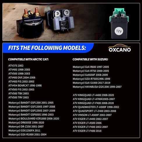Starter Solenoid Relay Compatible with Arctic cat 500 400 375 454 1998-2005 ATV Suzuki GSXR 1000 2001-2004 GSXR 750 600 1996-2000 DR650SE 1996-2016 Bandit 600 1996 1997 1998-2003 Bearcat 1998-2005 in Saudi Arabia