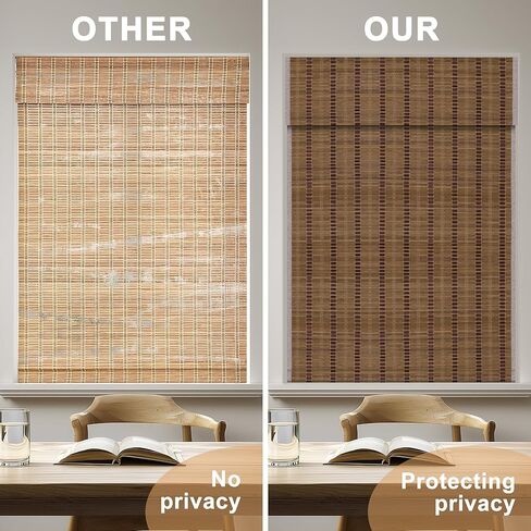Top Down Bottom Up No Drill Cordless Bamboo Roman Shades, Room Darkening Blinds for Interior Windows, Blackout Window Treatment, Bamboo Blinds for Windows, LM30BM102B,34" W x 36" H in Saudi Arabia