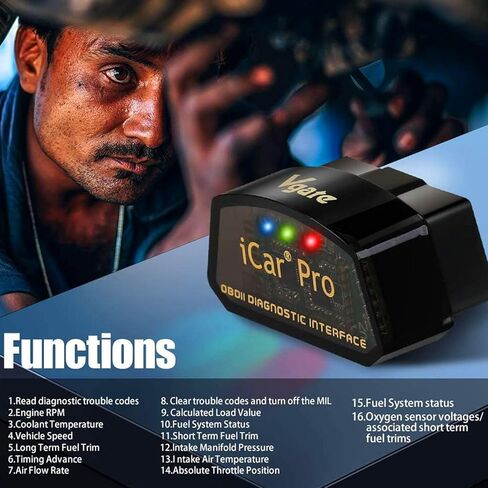 Vgate iCar Pro Bluetooth 4.0 OBD2 Code Reader OBDII Fault Diagnostic Tool Compatible Car Adapter Check Engine Light for iOS, iPhone, Android and Windows in Kuwait