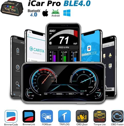 Vgate iCar Pro Bluetooth 4.0 OBD2 Code Reader OBDII Fault Diagnostic Tool Compatible Car Adapter Check Engine Light for iOS, iPhone, Android and Windows in Kuwait