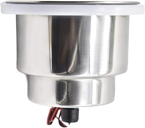 MARINE CITY Green LED Light Cup Holder with Center Drain, Stainless Steel, Durable, Corrosion-Resistant, Easy Installation for Boats, Poker Tables, Yachts, Ships in Saudi Arabia