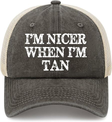 I'm Nicer When I'm TAN Trucker Hat Women Vintage Mesh Baseball Cap for Summer in Saudi Arabia