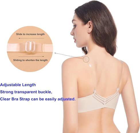 أشرطة حمالة صدر شفافة، 4 أزواج من أشرطة الكتف غير المرئية القابلة للتعديل، حزام كتف شفاف ناعم غير قابل للانزلاق in Kuwait