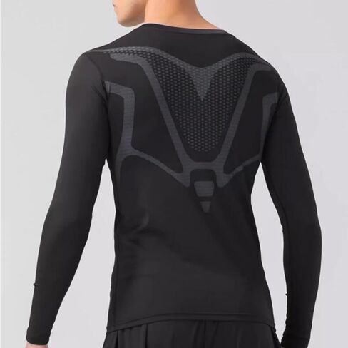 Men's Sports Shirts Running Quick Drying Clothes High Stretch Workout Top for Basketball Training Fitness(Black-E) in Saudi Arabia