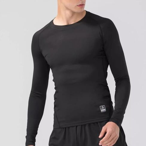 Men's Sports Shirts Running Quick Drying Clothes High Stretch Workout Top for Basketball Training Fitness(Black-E) in Saudi Arabia