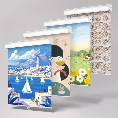 BERISSA Personalized Image Printed Blackout Roller Shades,Cordless Custom Picture Logo Decorative Window Blinds,UV Protection Patterned Roller Blinds for Windows Bedroom Office Door.Custom Size in Kuwait